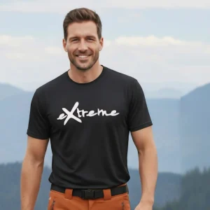 Camiseta negra talla grande eXtreme en cuello redondo y manga corta
