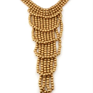 Collar Bolas Madera Doradas Pechera