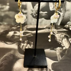 Pendientes Flor Blanca Acero